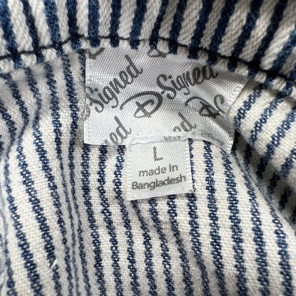 Disney D-Signed Girls Large Blue & White Striped Button Front Denim Jacket - Picture 3 of 12